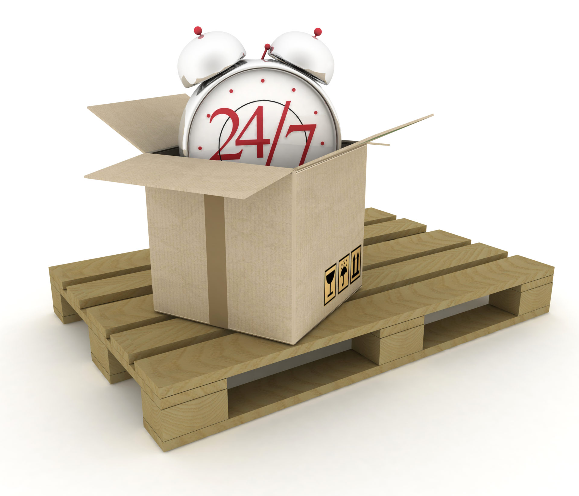Executing online delivery of goods in the stream 24 hours. Logistics concept